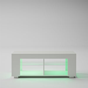 NTense LED TV Stand with Glass Shelves for TVs up to 55" - White