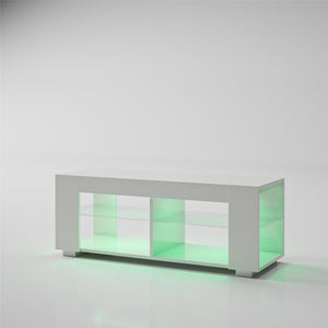 NTense LED TV Stand with Glass Shelves for TVs up to 55" - White