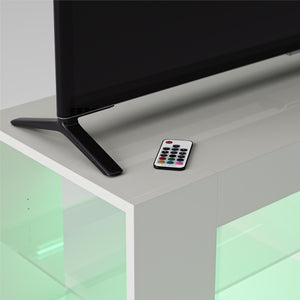 NTense LED TV Stand with Glass Shelves for TVs up to 55" - White