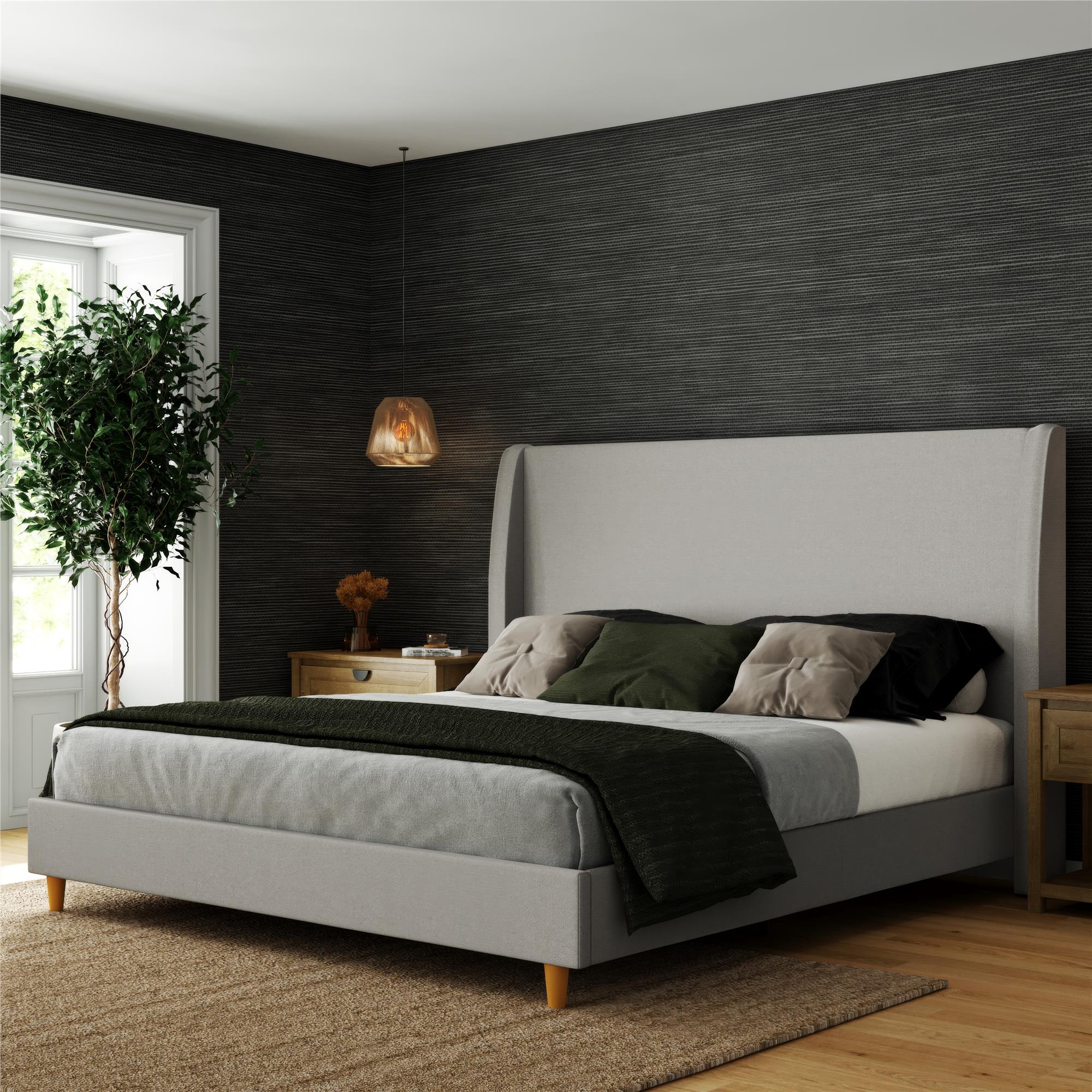 Mr. Kate Tess Upholstered Wingback Bed - Whiskey Gray Linen - King