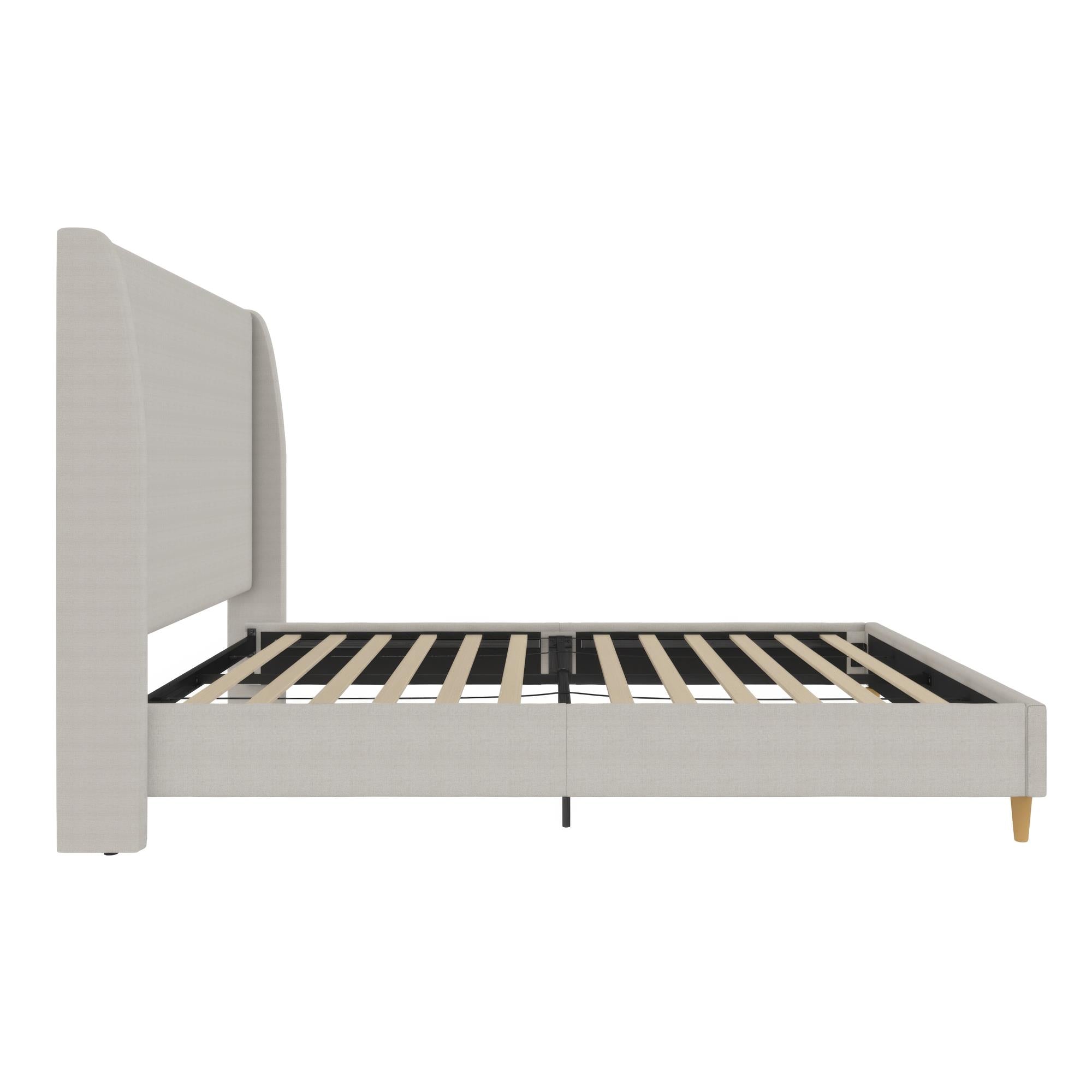 Mr. Kate Tess Upholstered Wingback Bed - Whiskey Gray Linen - King