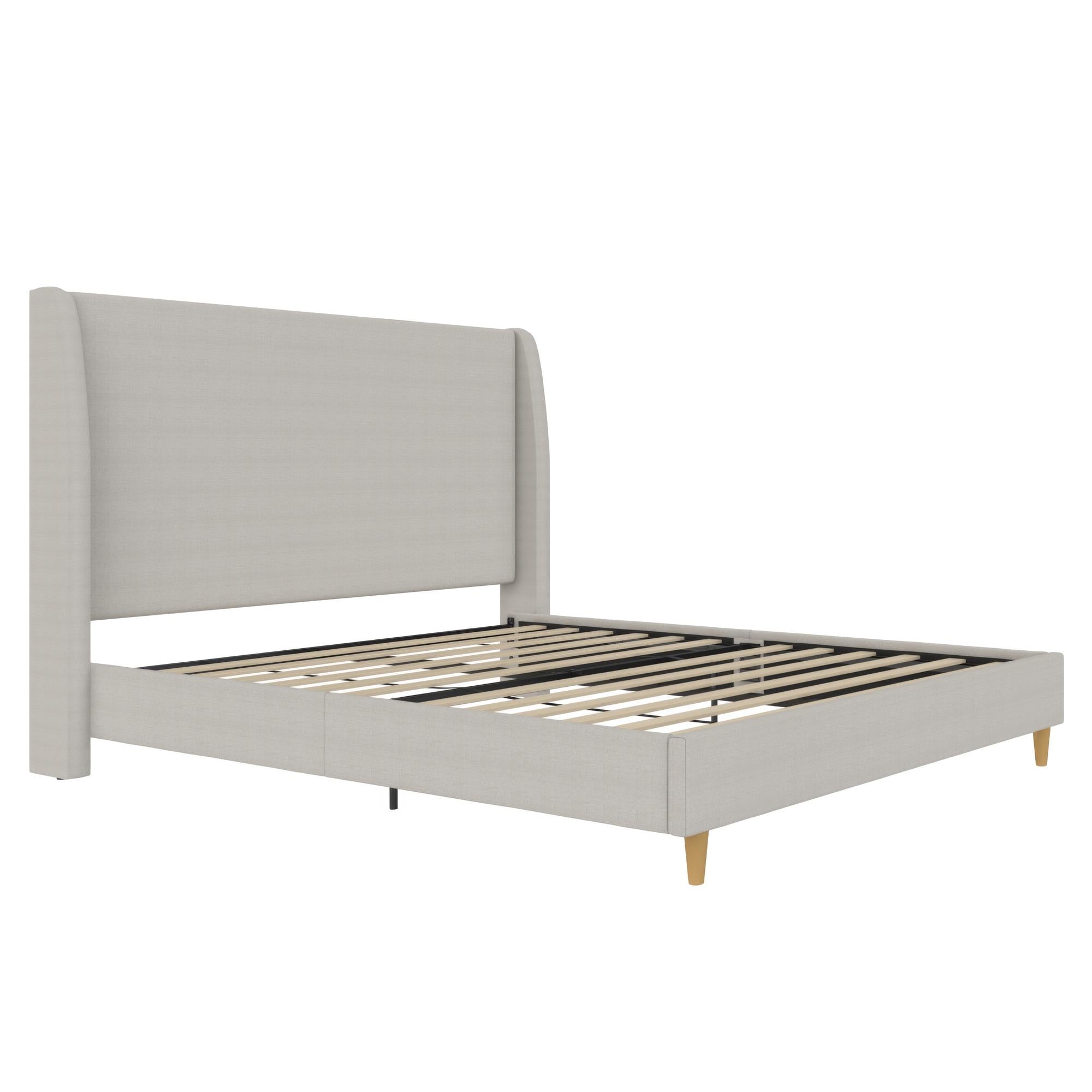 Mr. Kate Tess Upholstered Wingback Bed - Whiskey Gray Linen - King