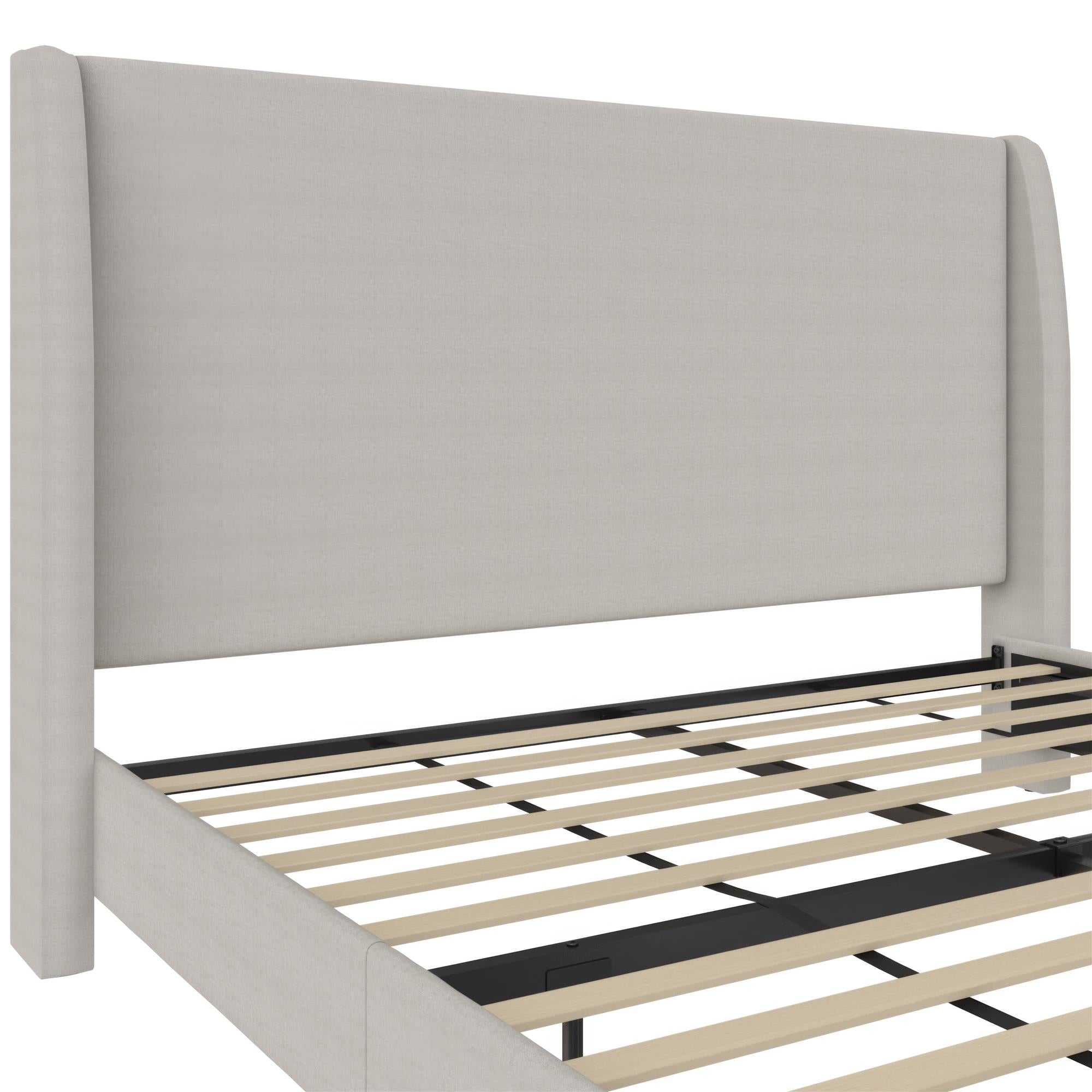 Mr. Kate Tess Upholstered Wingback Bed - Whiskey Gray Linen - King