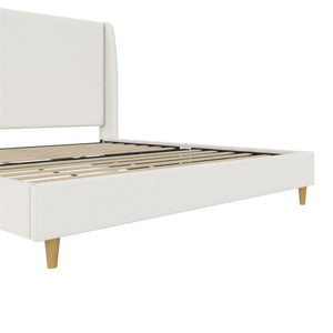 Mr. Kate Tess Upholstered Wingback Bed - Ivory Linen - King