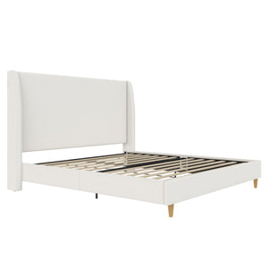 Mr. Kate Tess Upholstered Wingback Bed - Ivory Linen - King