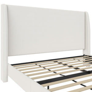 Mr. Kate Tess Upholstered Wingback Bed - Ivory Linen - King