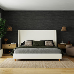 Mr. Kate Tess Upholstered Wingback Bed - Ivory Linen - King
