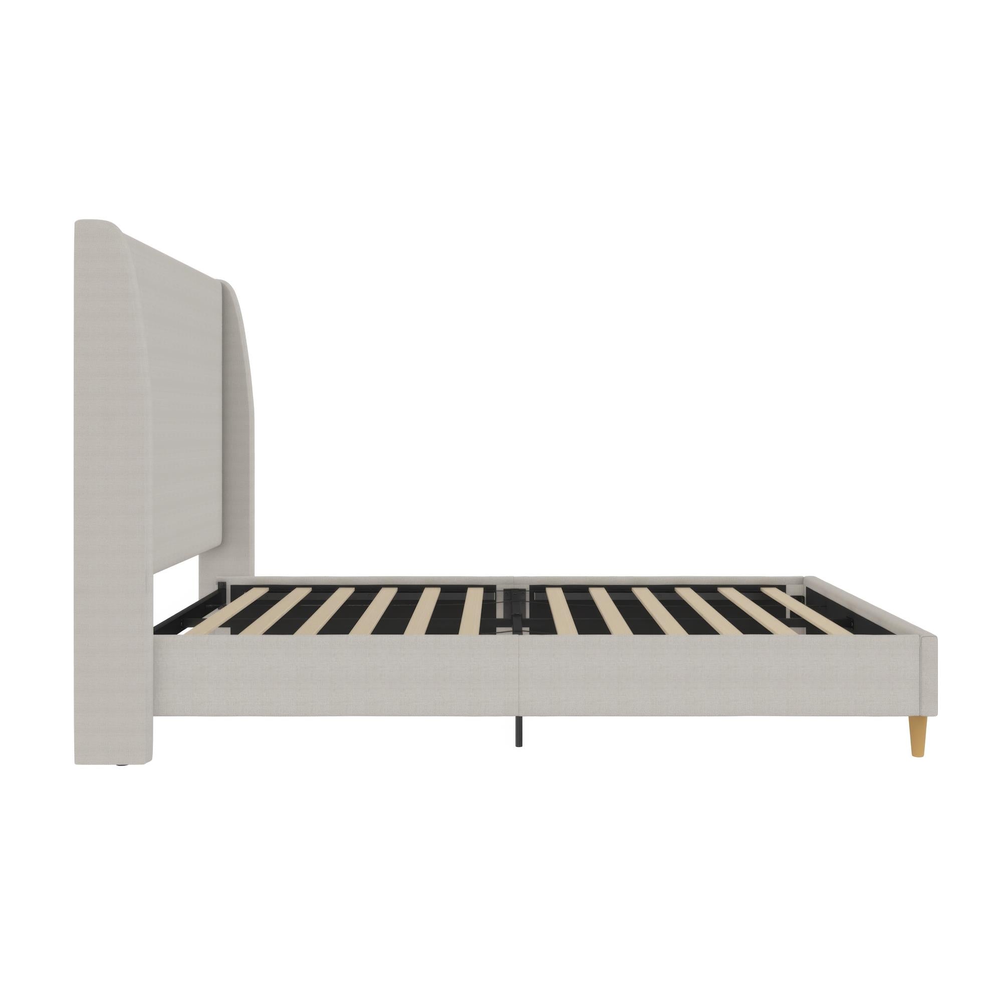 Mr. Kate Tess Upholstered Wingback Bed - Whiskey Gray Linen - Queen