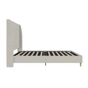 Mr. Kate Tess Upholstered Wingback Bed - Whiskey Gray Linen - Queen