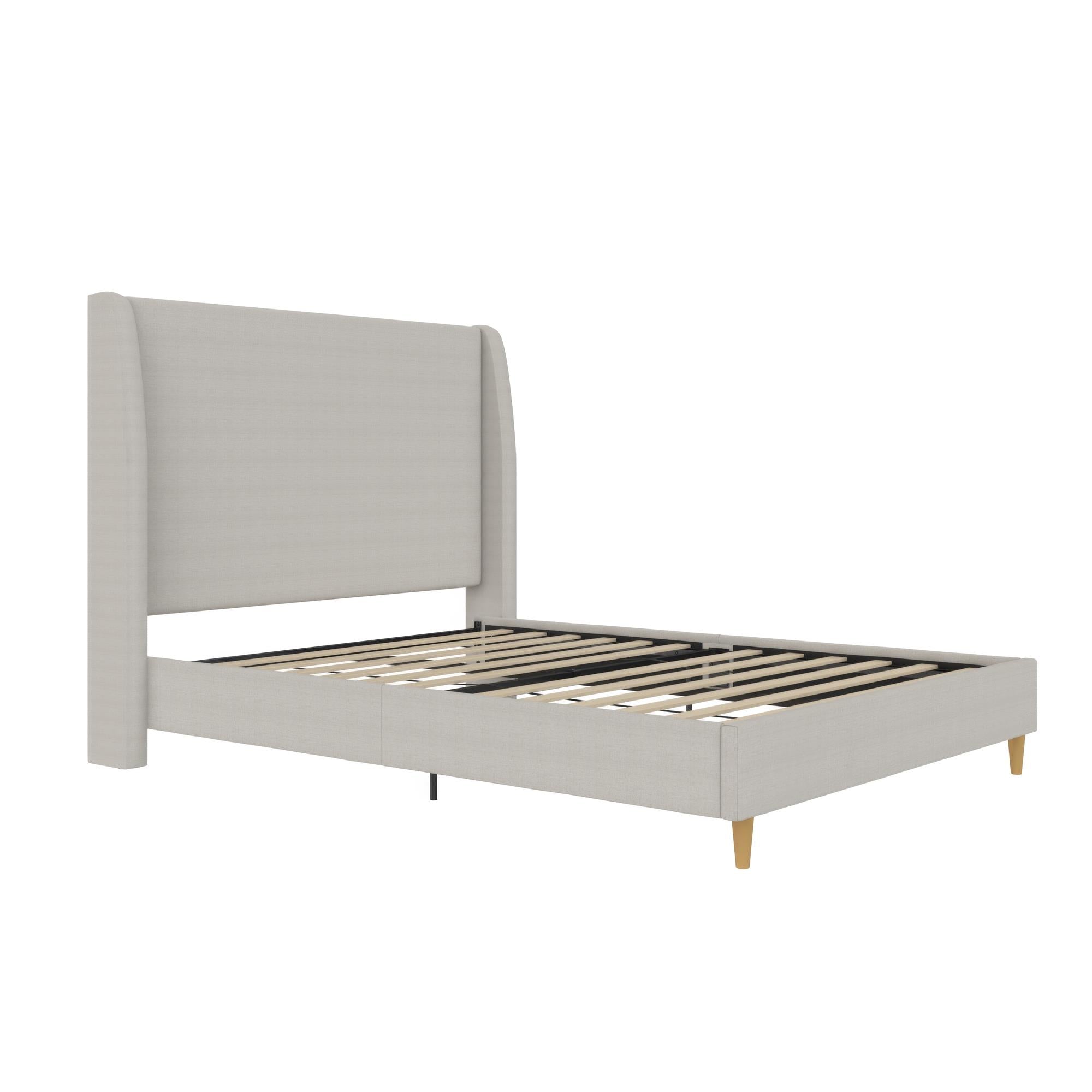 Mr. Kate Tess Upholstered Wingback Bed - Whiskey Gray Linen - Queen