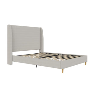 Mr. Kate Tess Upholstered Wingback Bed - Whiskey Gray Linen - Queen