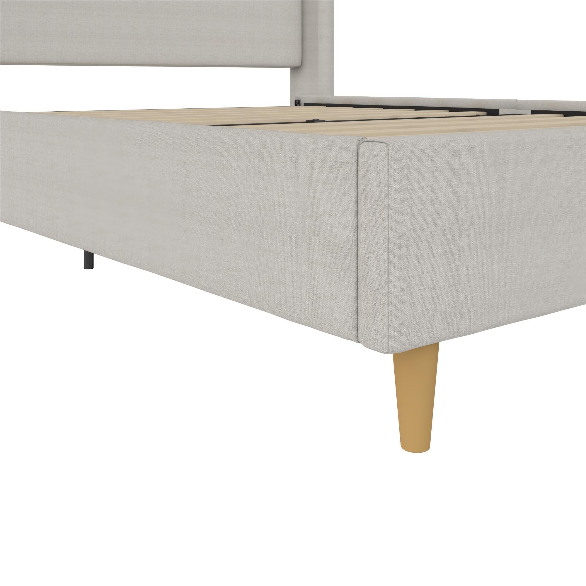 Mr. Kate Tess Upholstered Wingback Bed - Whiskey Gray Linen - Queen