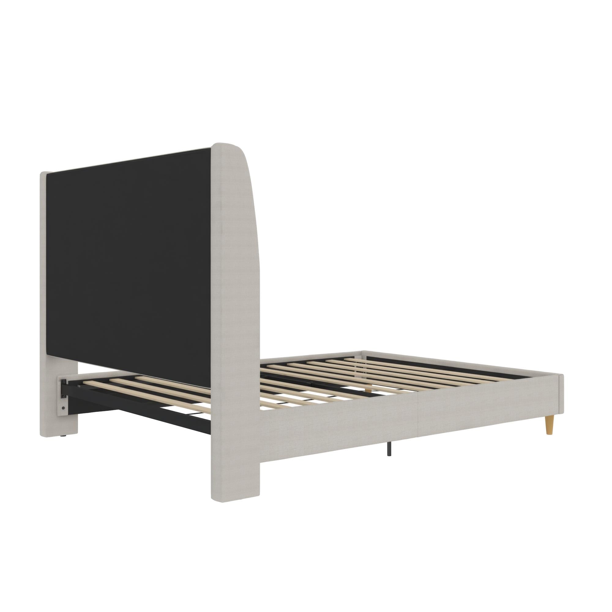 Mr. Kate Tess Upholstered Wingback Bed - Whiskey Gray Linen - Queen