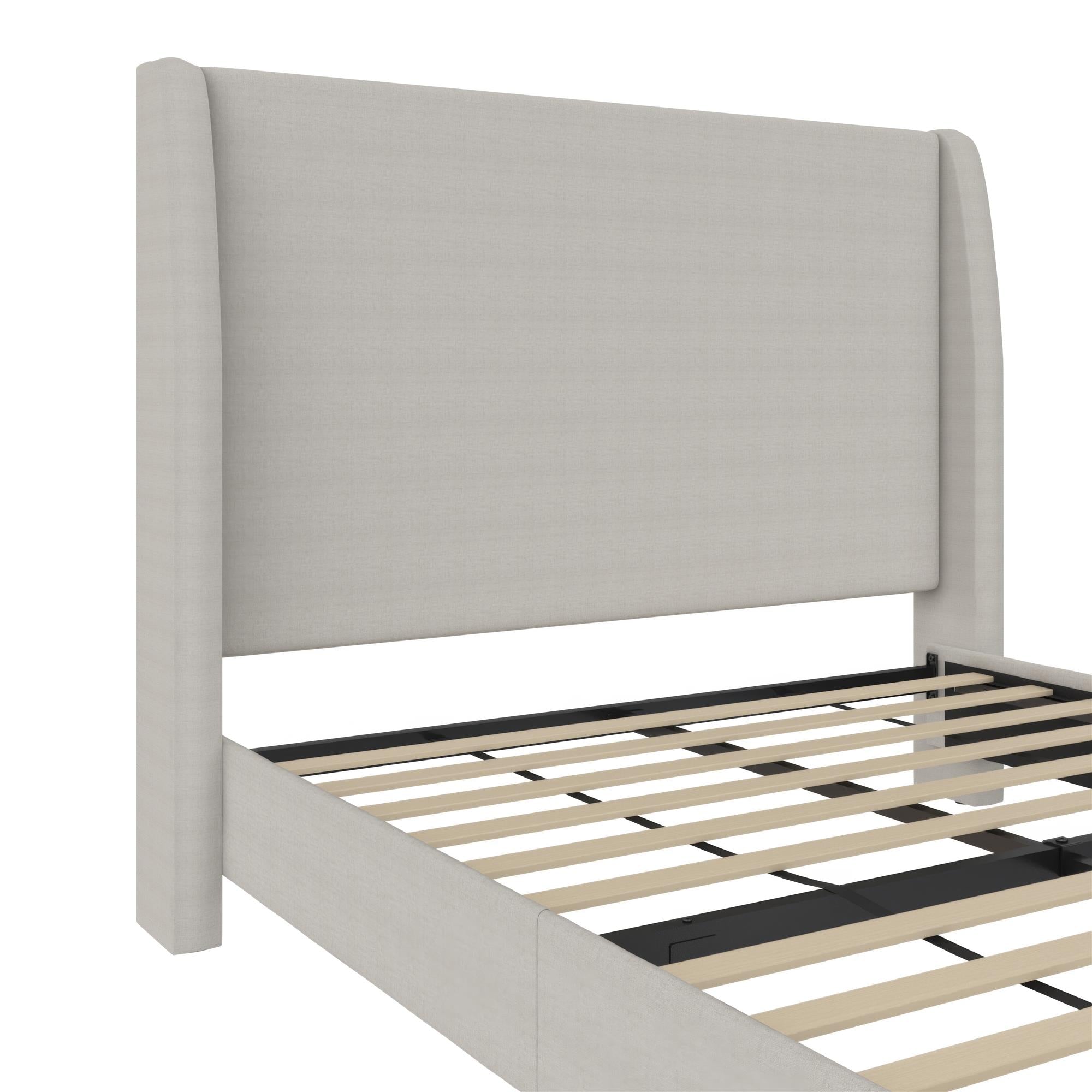 Mr. Kate Tess Upholstered Wingback Bed - Whiskey Gray Linen - Queen