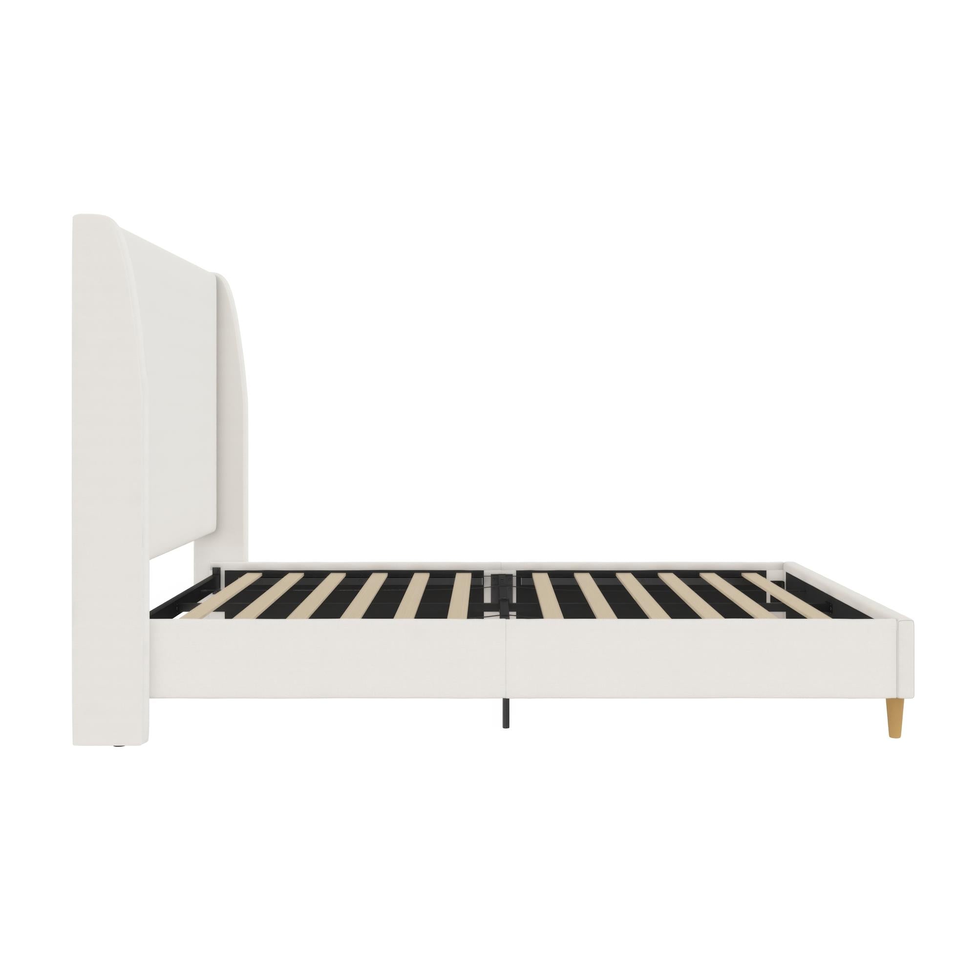 Mr. Kate Tess Upholstered Wingback Bed - Ivory Linen - Queen