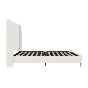 Mr. Kate Tess Upholstered Wingback Bed - Ivory Linen - Queen