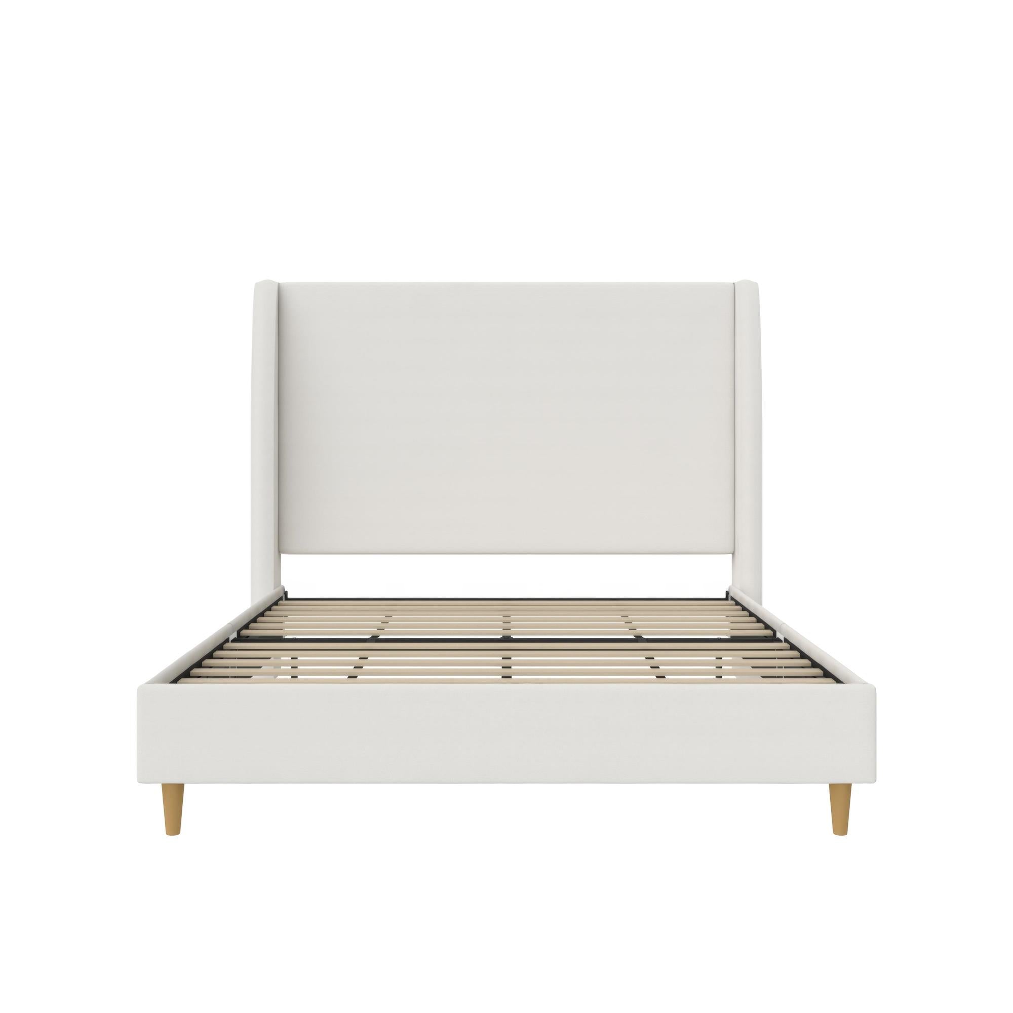 Mr. Kate Tess Upholstered Wingback Bed - Ivory Linen - Queen