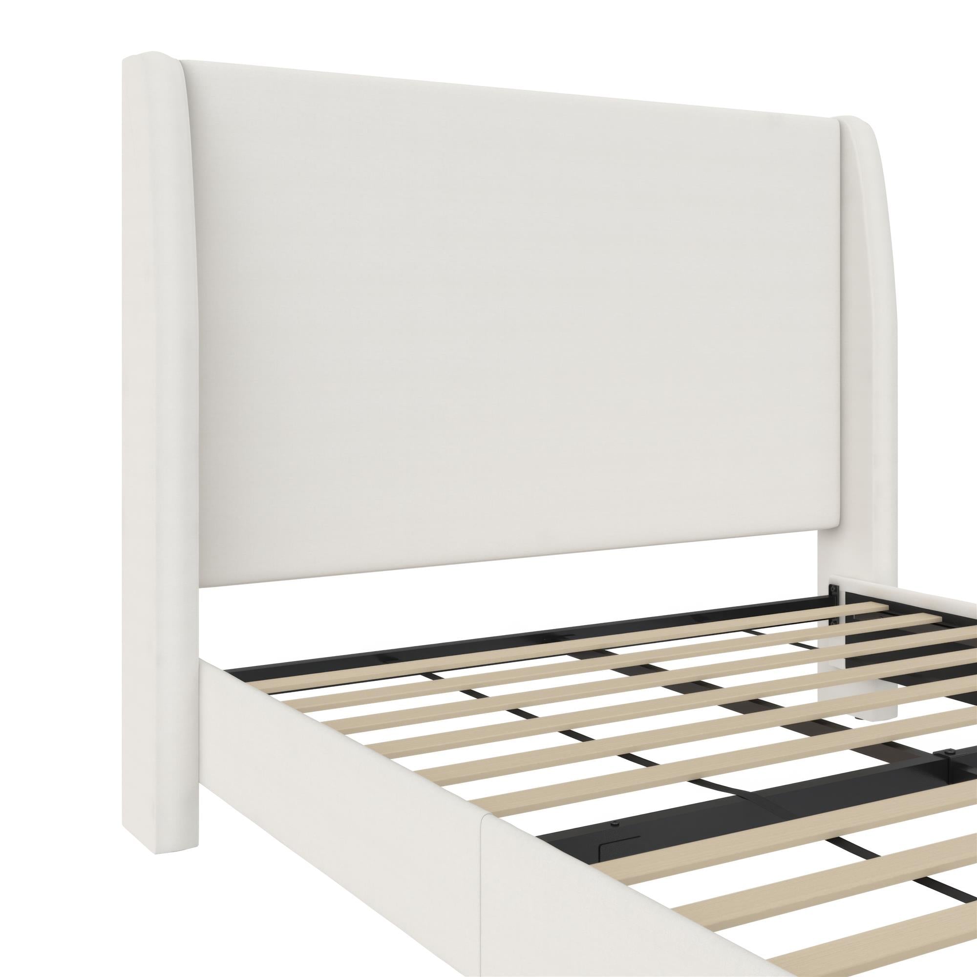 Mr. Kate Tess Upholstered Wingback Bed - Ivory Linen - Queen