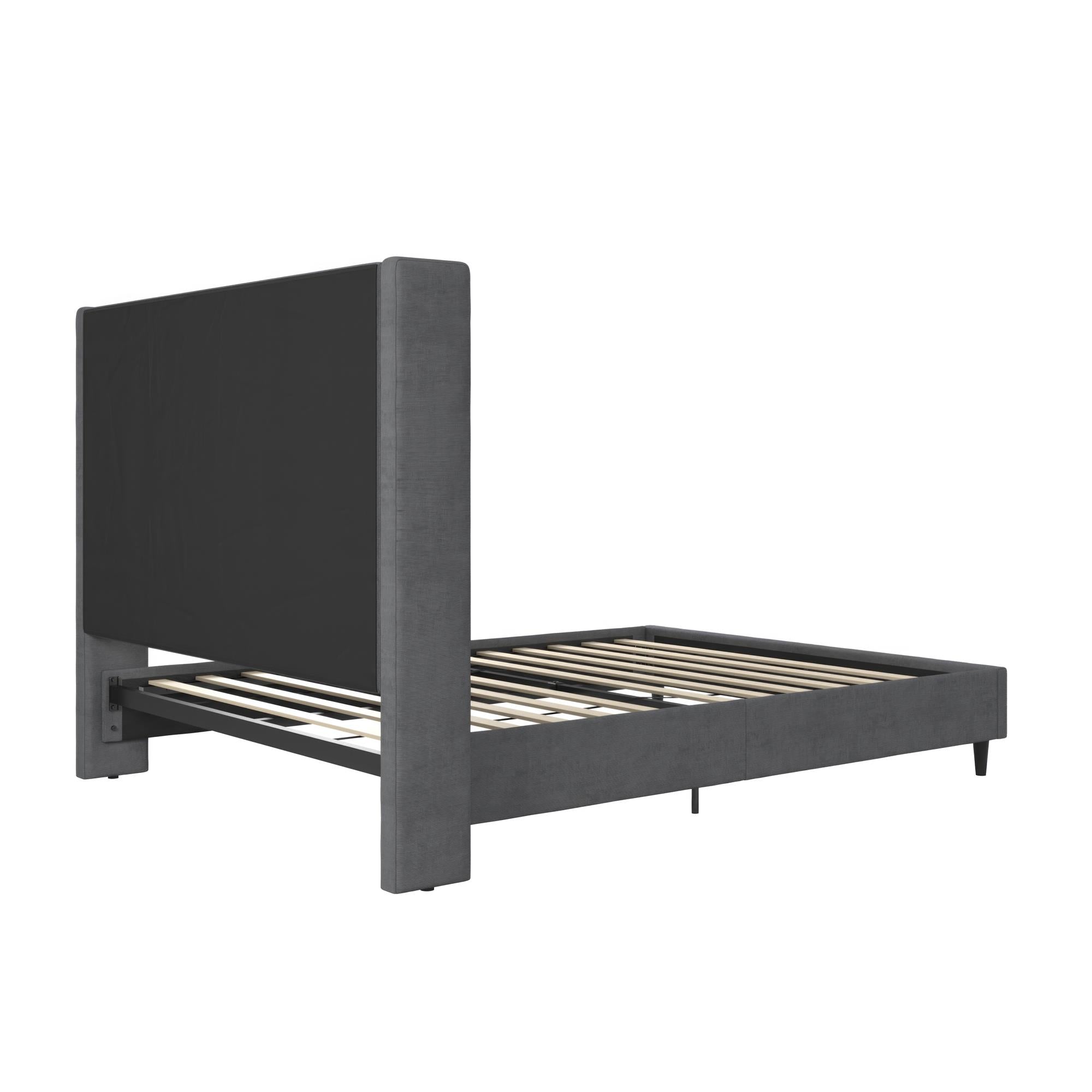 DHP Eveline Upholstered Wingback Bed - Soft Woven Dark Gray - Queen