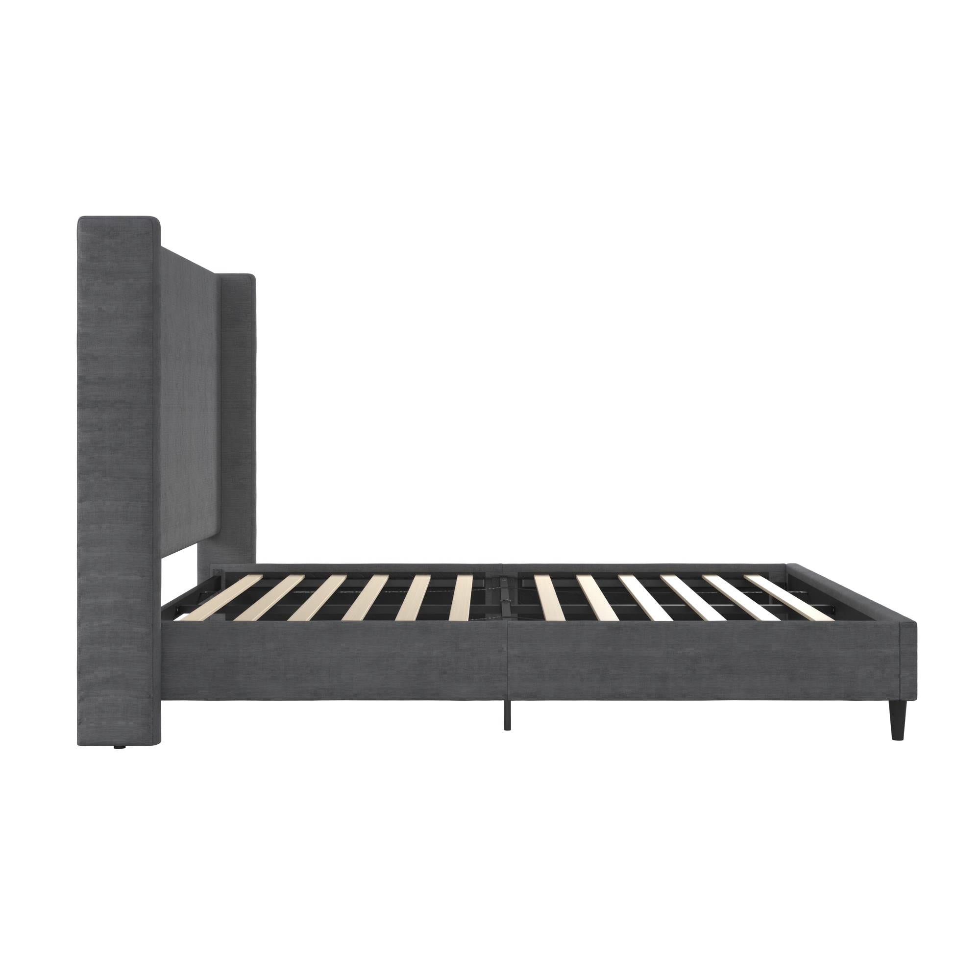 DHP Eveline Upholstered Wingback Bed - Soft Woven Dark Gray - Queen