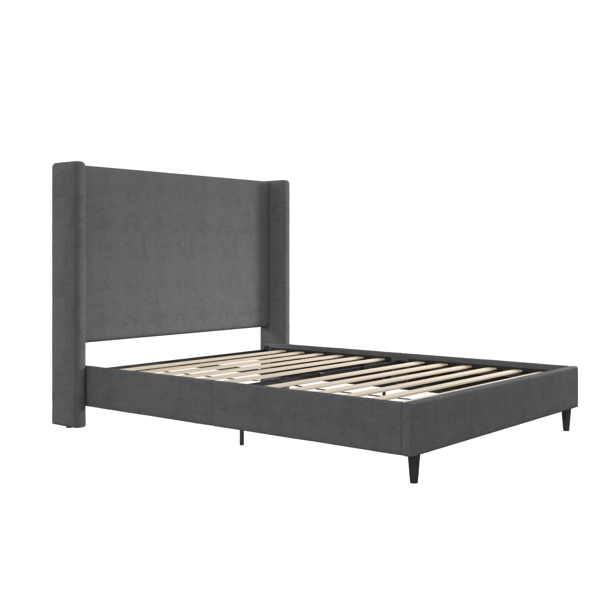 DHP Eveline Upholstered Wingback Bed - Soft Woven Dark Gray - Queen