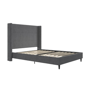 DHP Eveline Upholstered Wingback Bed - Soft Woven Dark Gray - Queen