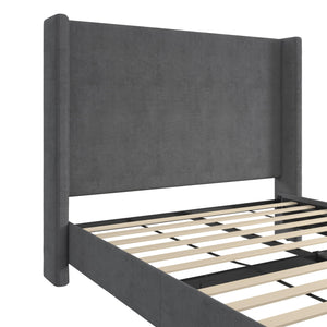 DHP Eveline Upholstered Wingback Bed - Soft Woven Dark Gray - Queen