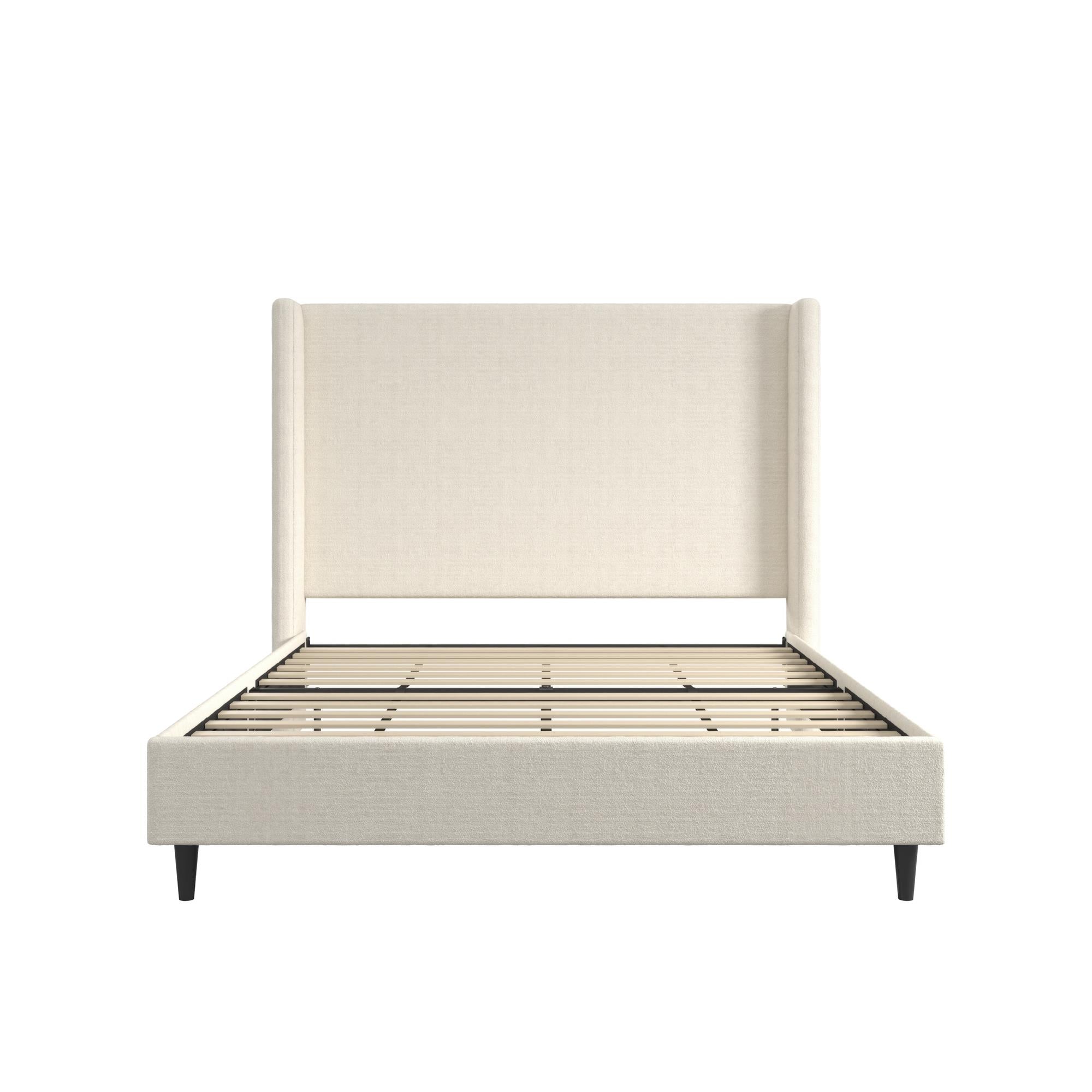 DHP Eveline Upholstered Wingback Bed - Ivory Boucle - Queen