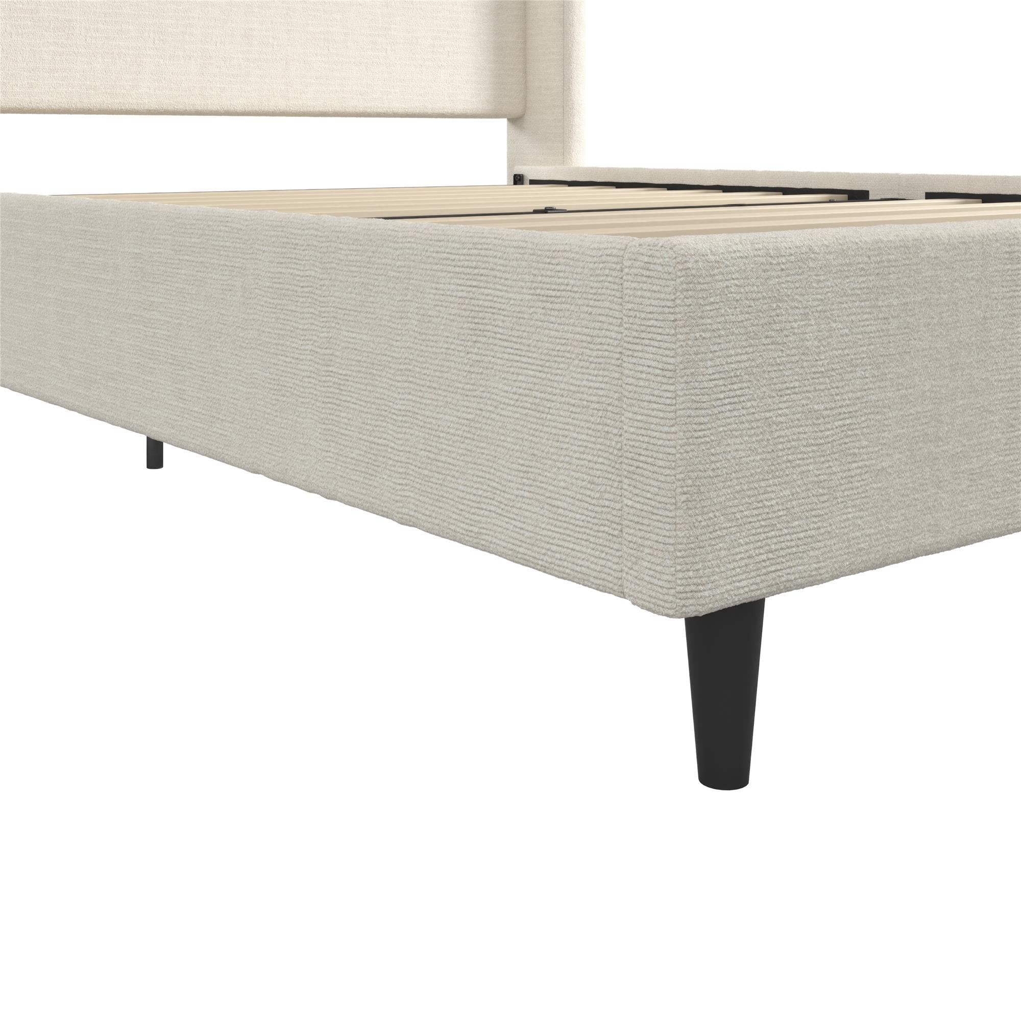 DHP Eveline Upholstered Wingback Bed - Ivory Boucle - Queen