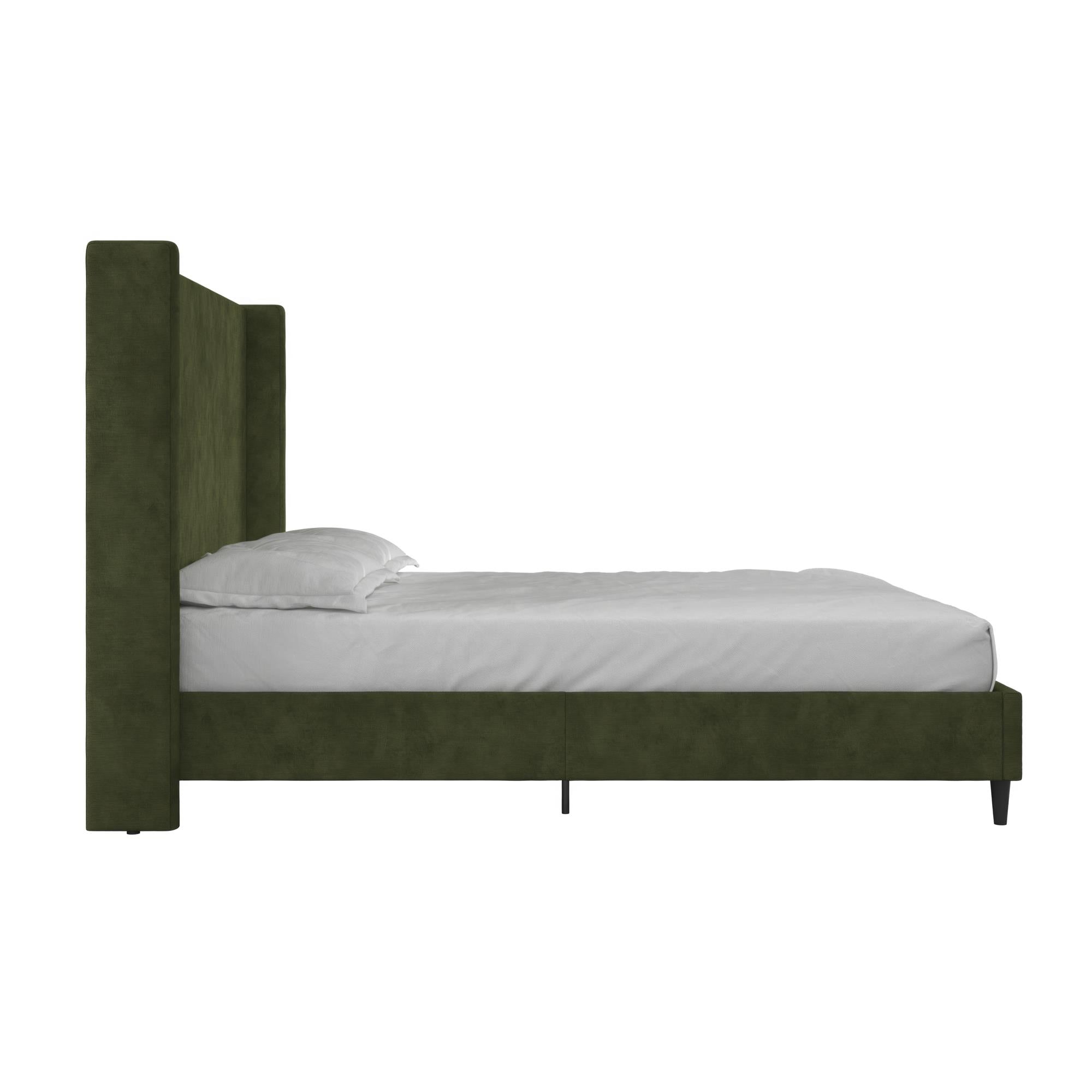 DHP Eveline Upholstered Wingback Bed - Soft Woven Green - Queen