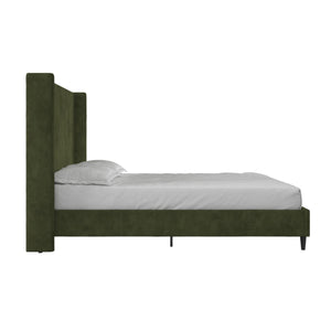 DHP Eveline Upholstered Wingback Bed - Soft Woven Green - Queen