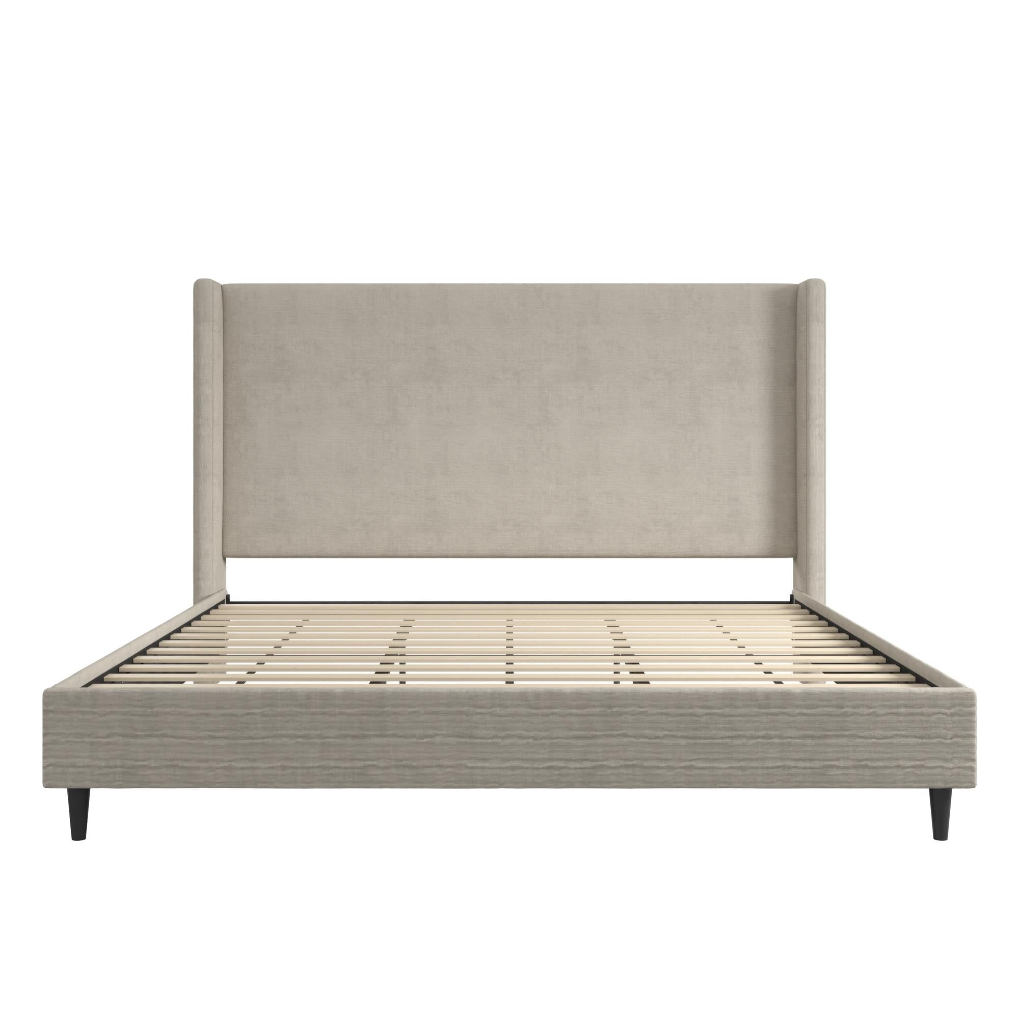 DHP Eveline Upholstered Wingback Bed - Soft Woven Light Gray - King