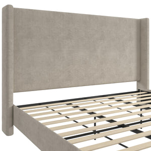 DHP Eveline Upholstered Wingback Bed - Soft Woven Light Gray - King