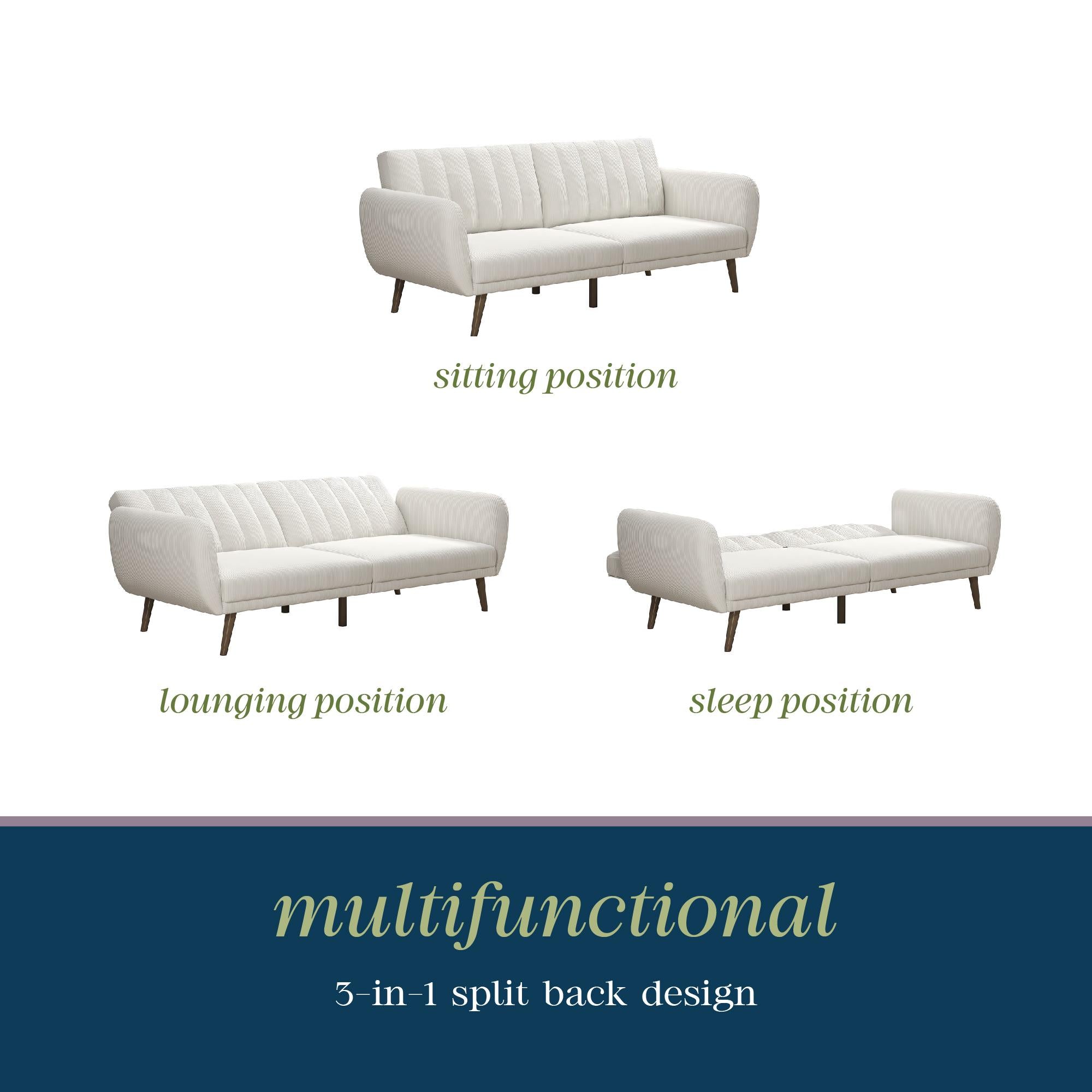 Novogratz Brittany Futon Sofa Bed - Ivory