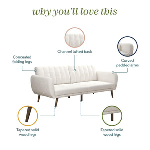 Novogratz Brittany Futon Sofa Bed - Ivory Boucle
