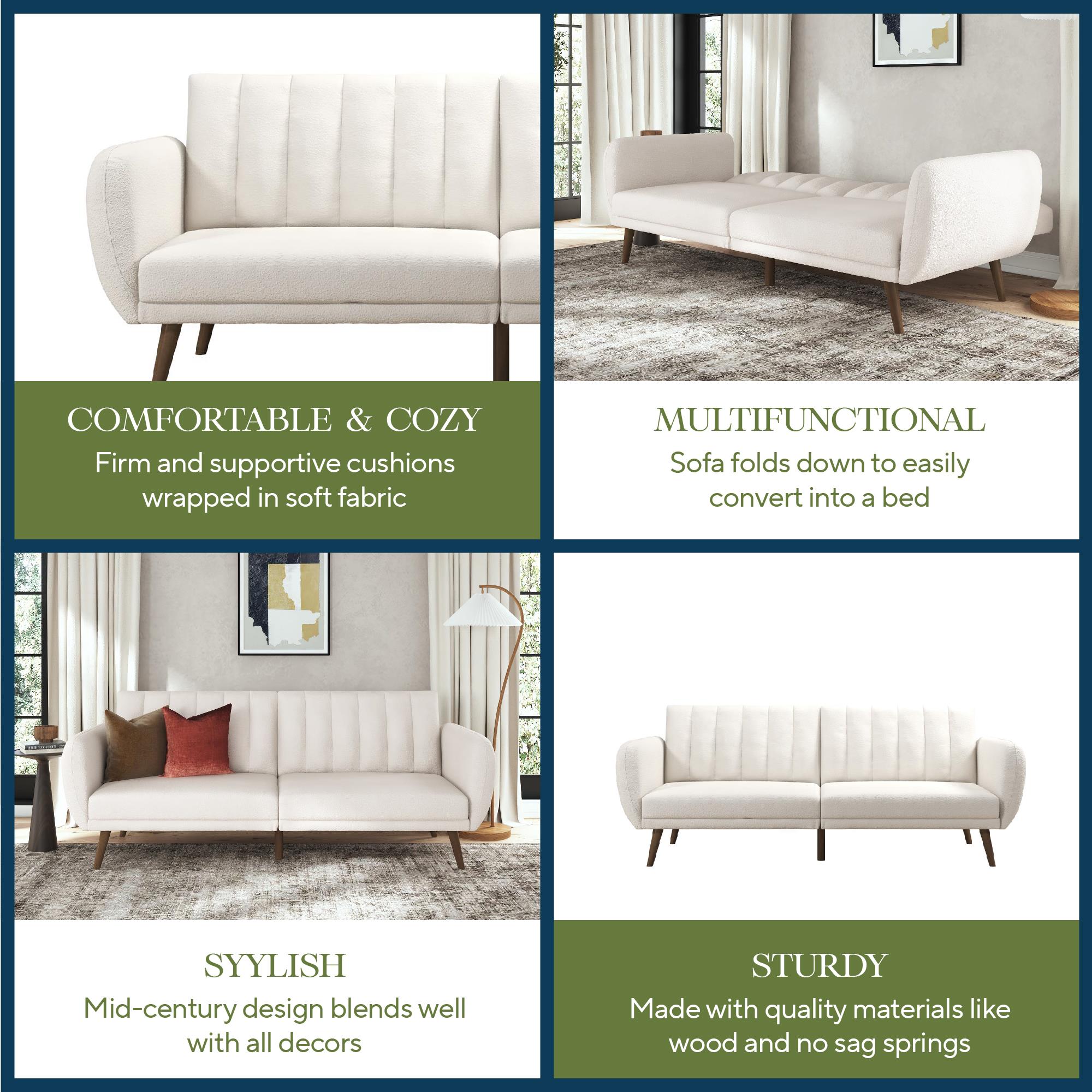 Novogratz Brittany Futon Sofa Bed - Ivory Boucle