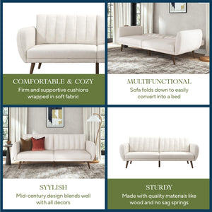 Novogratz Brittany Futon Sofa Bed - Ivory Boucle