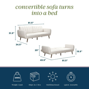 Novogratz Brittany Futon Sofa Bed - Ivory Boucle