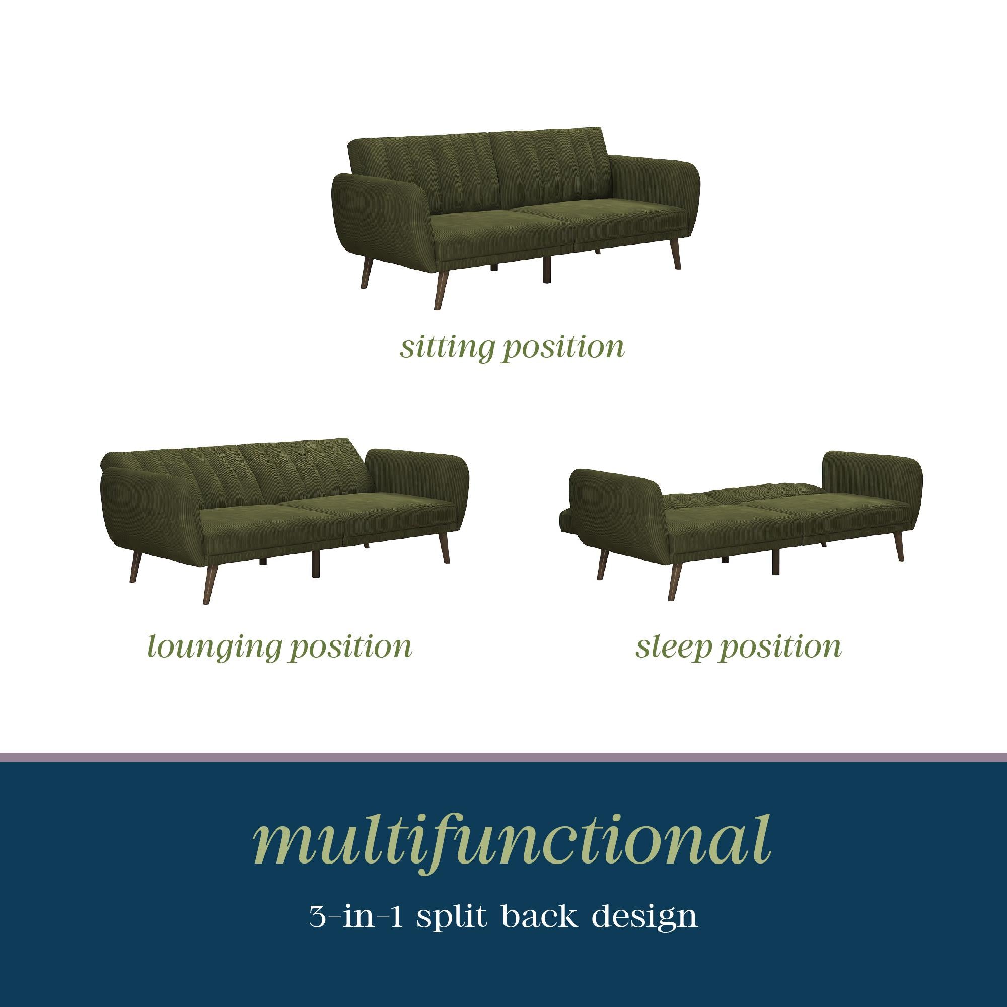 Novogratz Brittany Futon Sofa Bed - Sage Green
