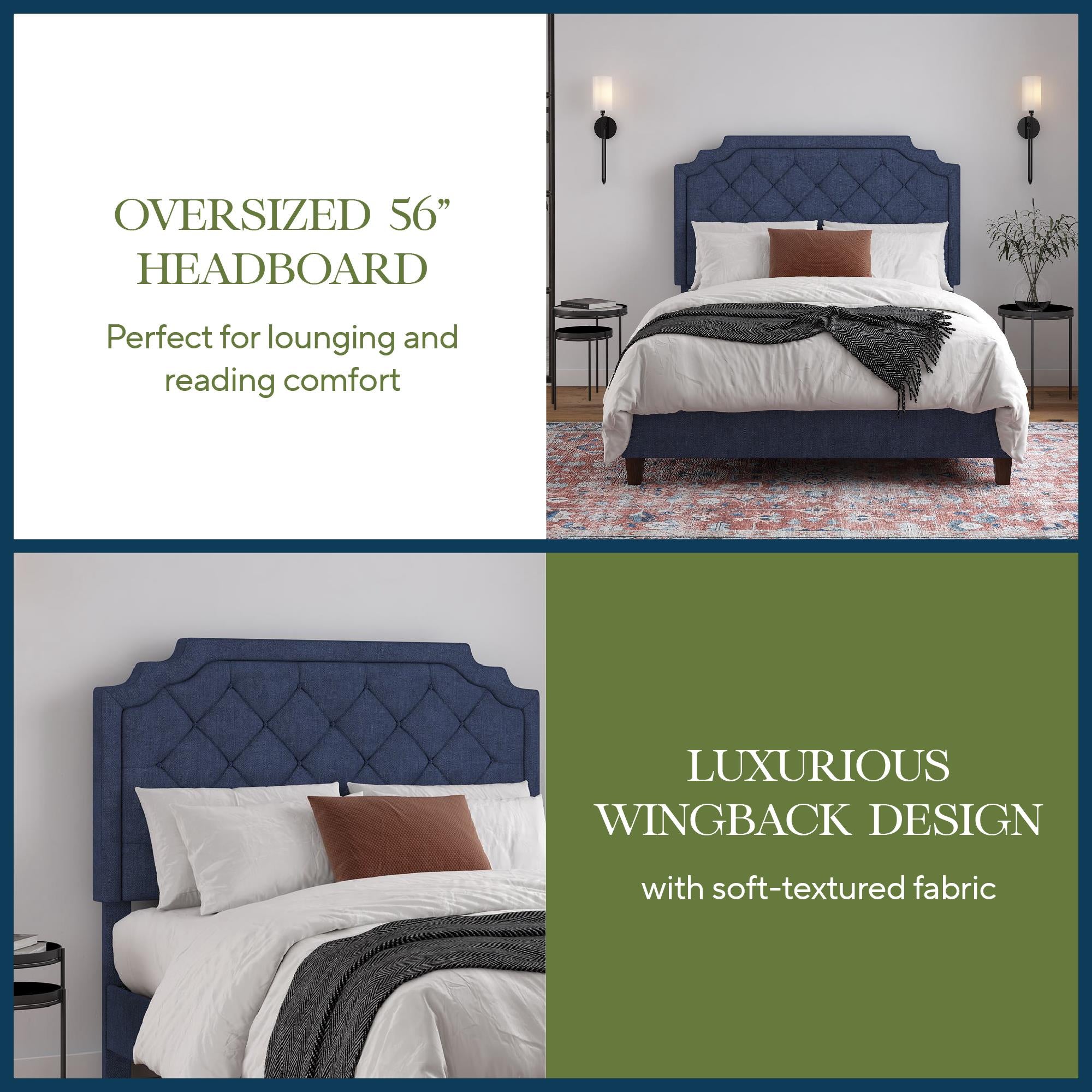 Novogratz Eloise Upholstered  Bed - Navy - Queen