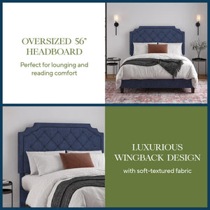Novogratz Eloise Upholstered  Bed - Navy - Queen