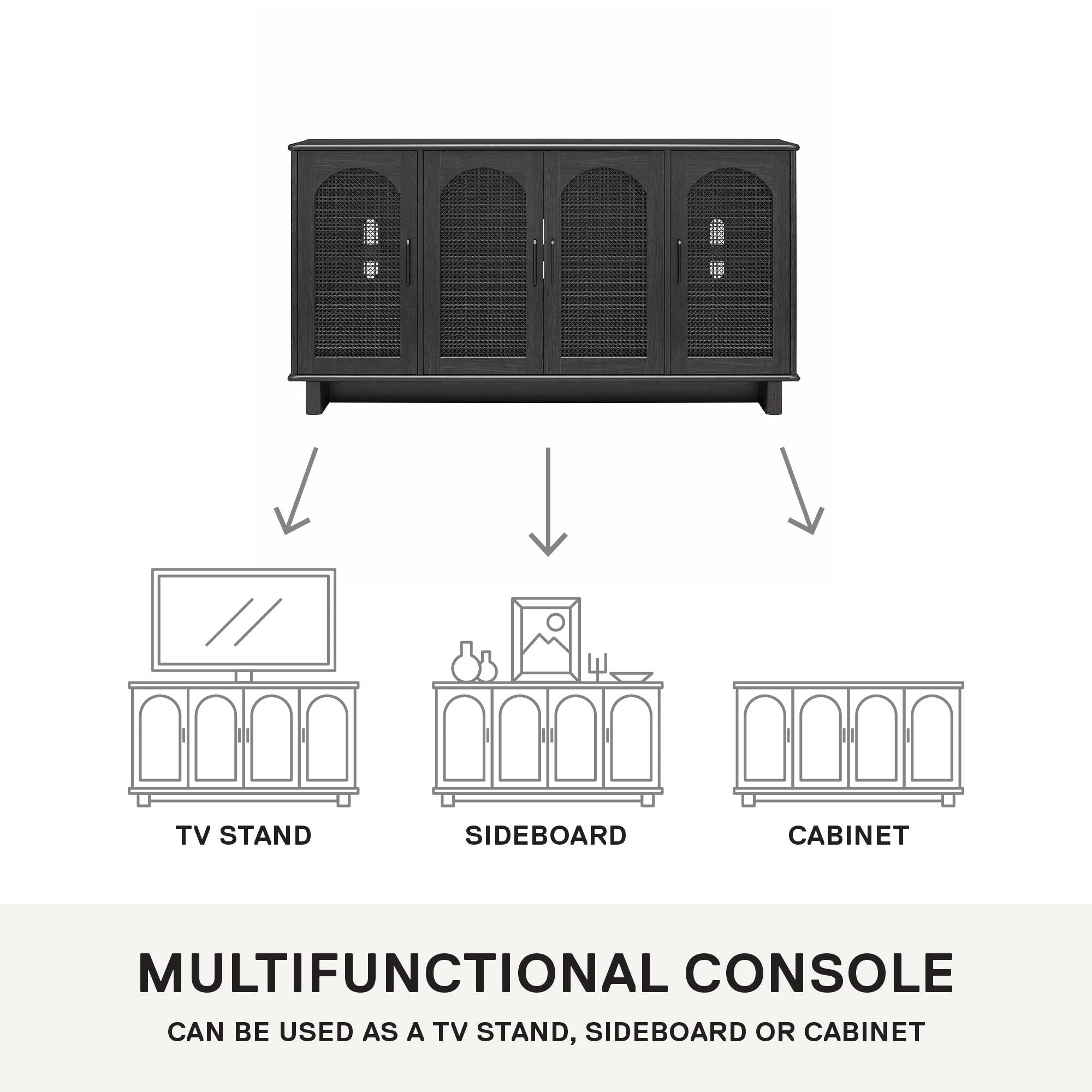Ameriwood Home Multi-Use Console Cabinet for 65' TVs - Black Oak