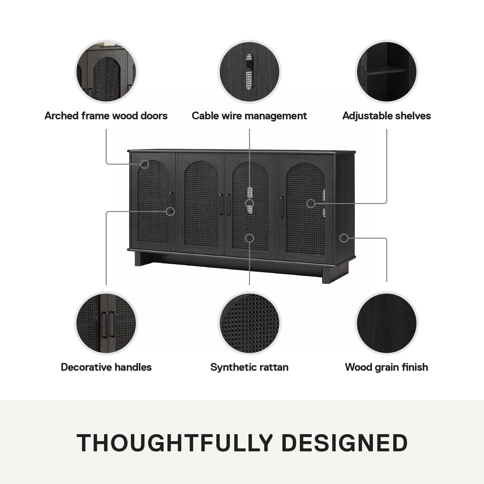 Ameriwood Home Multi-Use Console Cabinet for 65' TVs - Black Oak