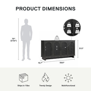 Ameriwood Home Multi-Use Console Cabinet for 65' TVs - Black Oak