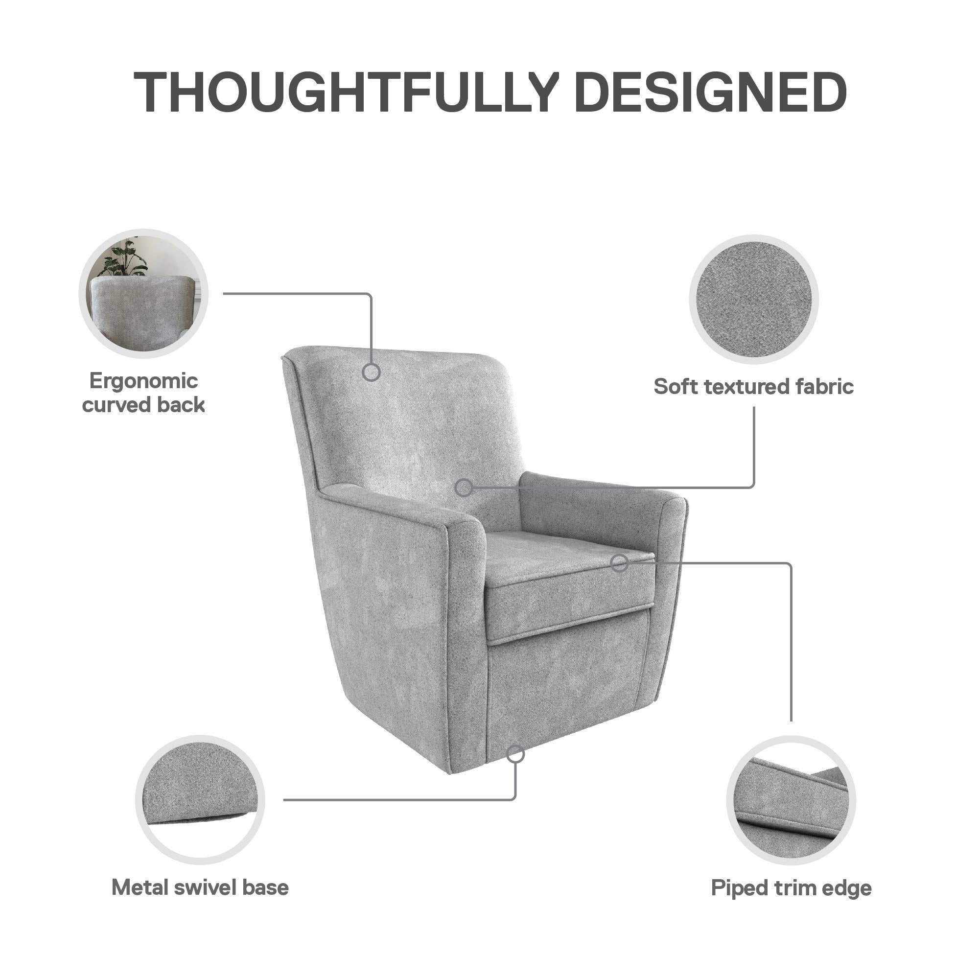 DHP Binx Swivel Accent Chair - Gray - 1-Seater