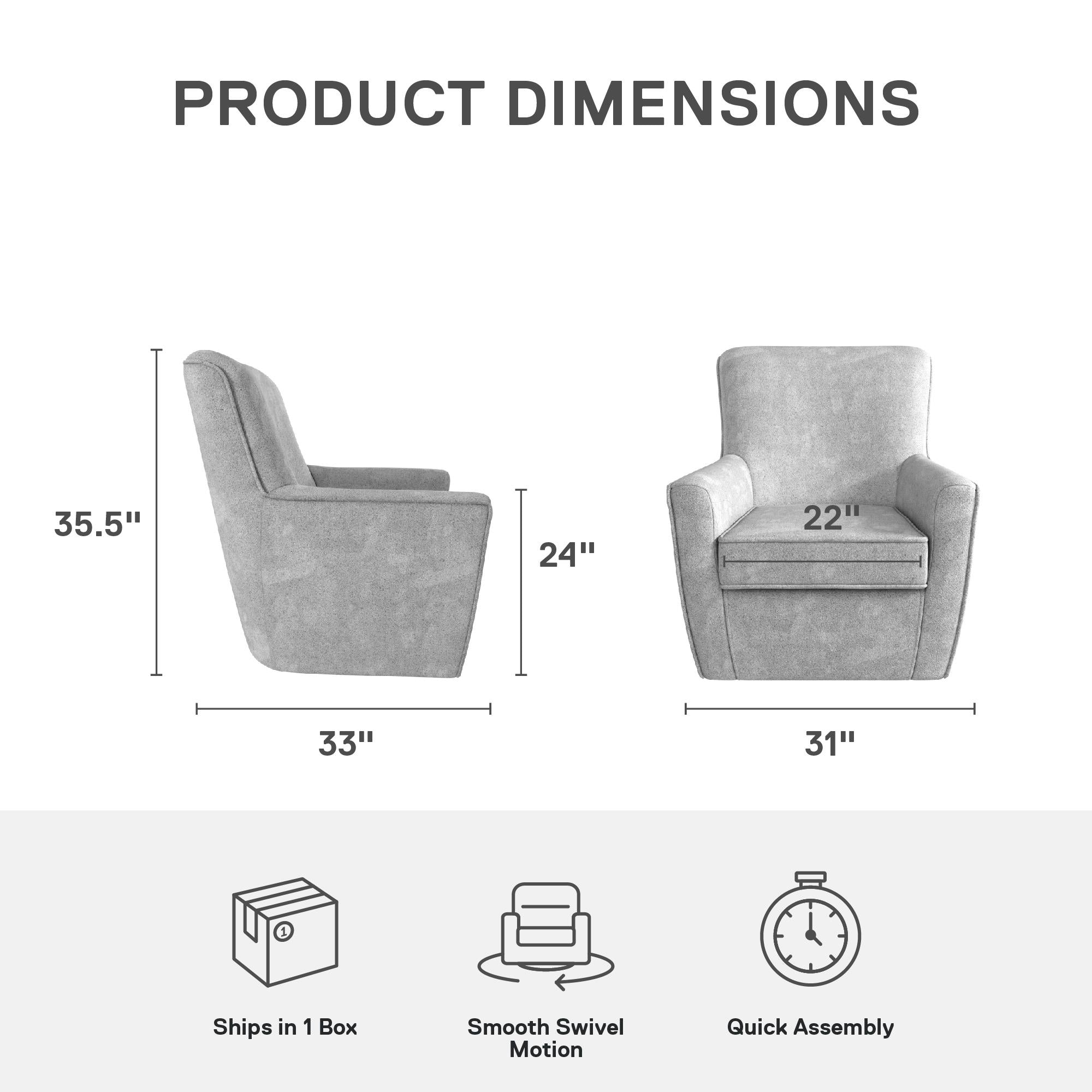DHP Binx Swivel Accent Chair - Gray - 1-Seater