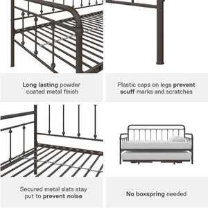 DHP Locky Metal Daybed with Pop Up Trundle - Bronze - Twin-Over-Twin