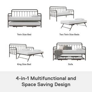 DHP Locky Metal Daybed with Pop Up Trundle - Bronze - Twin-Over-Twin