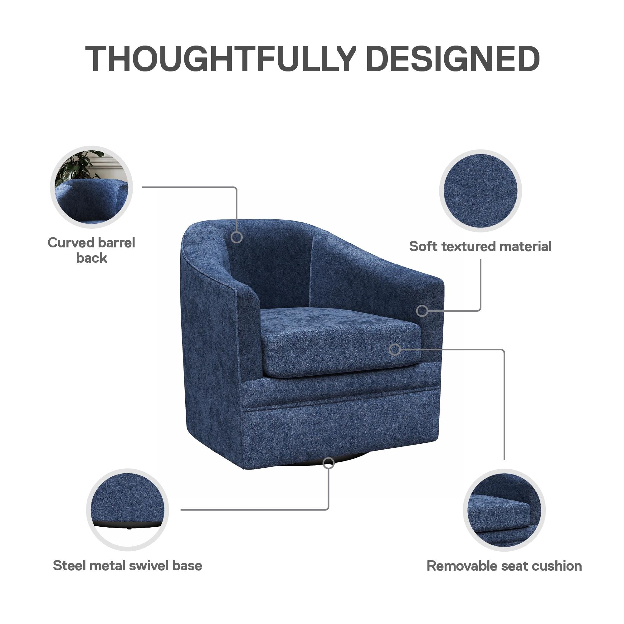DHP Remily Swivel Accent Chair - Navy - 1-Seater