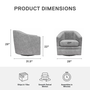 DHP Remily Swivel Accent Chair - Gray - 1-Seater
